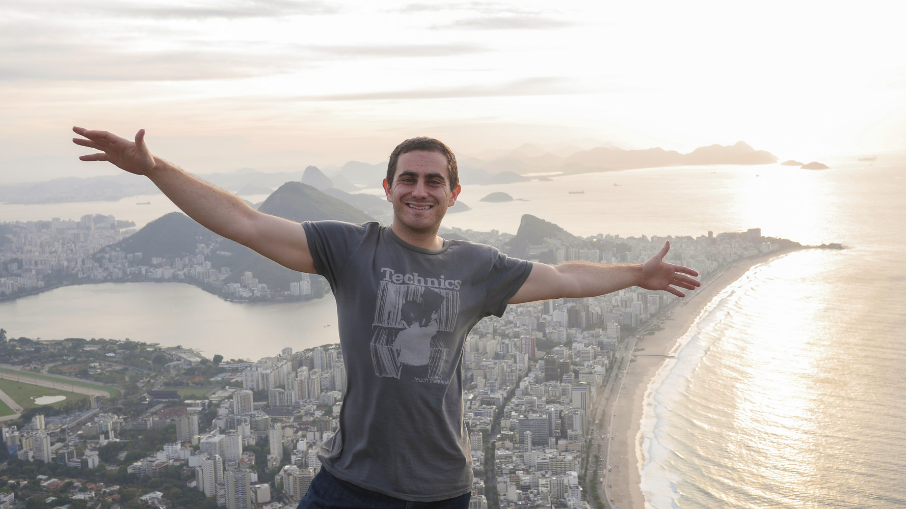 Elliot on the top of Dois Irmãos Mountain in Rio de Janeiro