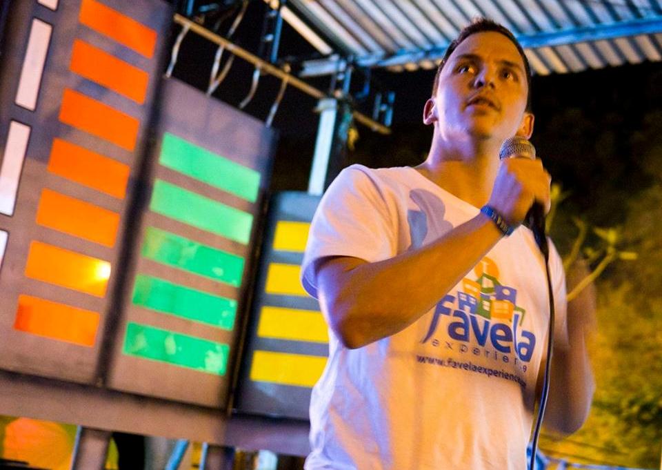 Adam Newman hosting the Favelidade Opening Ceremony in Vidigal