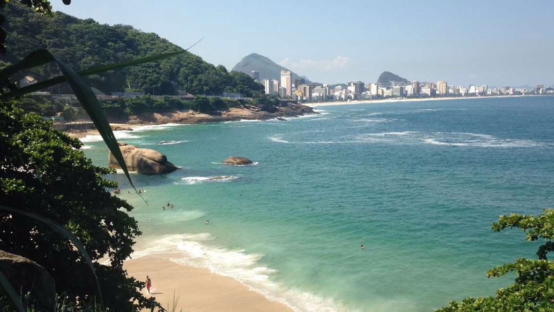 Calm and majestic Vidigal beach, while in the background there is Ipanema beach