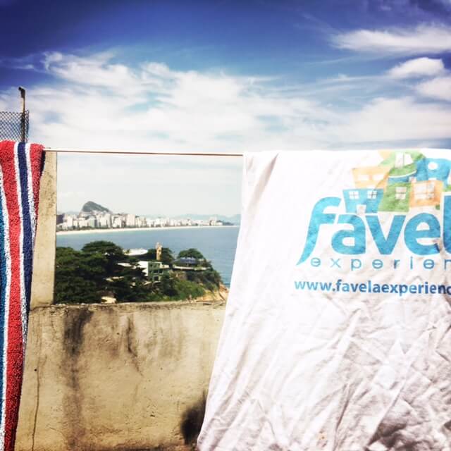 View of Ipanema beach from a terrace in Vidigal favela