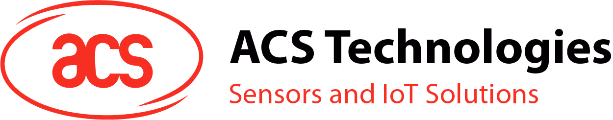 ACS Technologies logo with red stylized letters 'acs' inside an oval and text 'ACS Technologies Sensors and IoT Solutions' next to it.