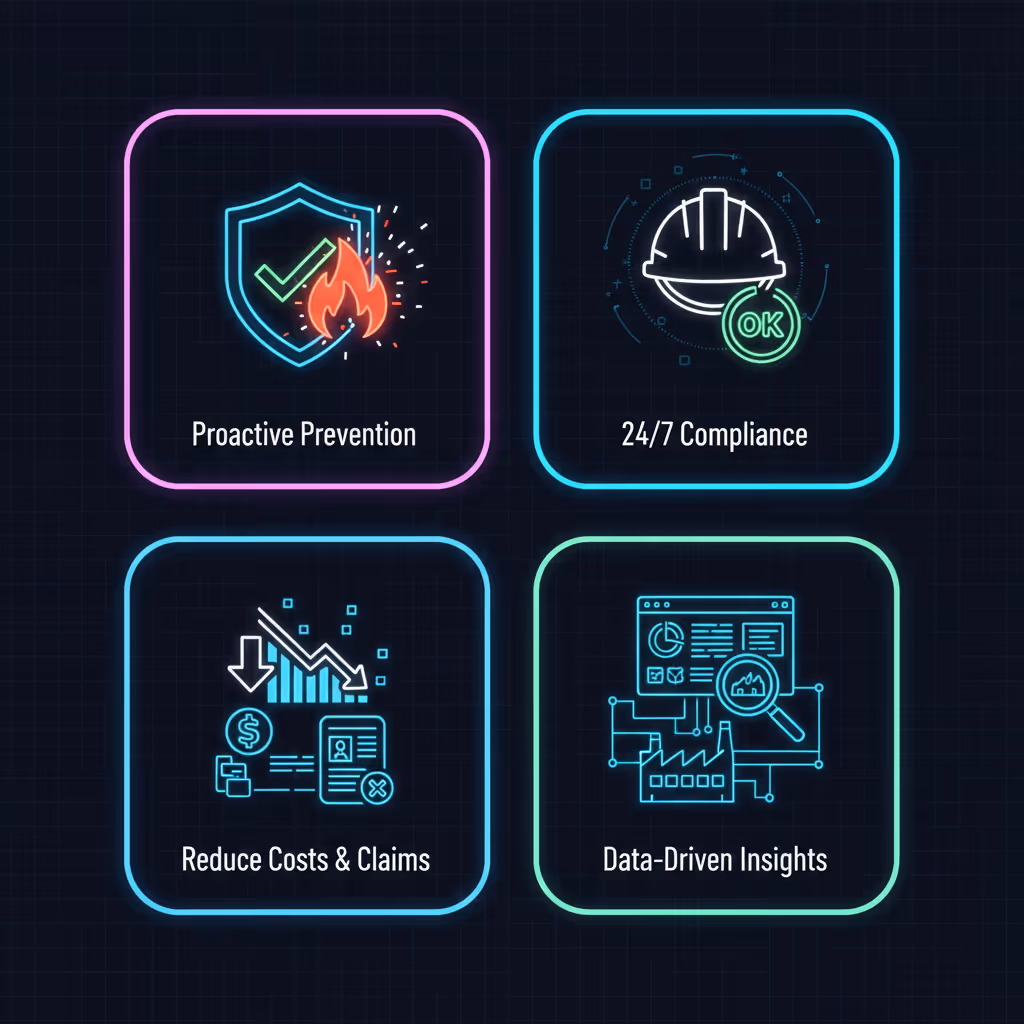 AI video surveillance delivers 24/7 automated monitoring, real-time alerts, and actionable insights to reduce accidents, downtime, and costs—while improving compliance and productivity.