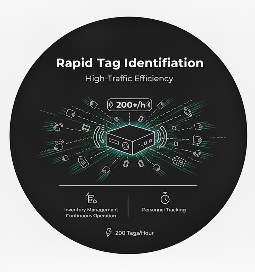 Protocol: ISO18000-4-2015
Anti-collision: >200 tags
Signal modulation: GFSK Communication interface: RS232, RJ45; WiFi (optional)
SDK: Demo&C++, C#, JAVA, Android SDK