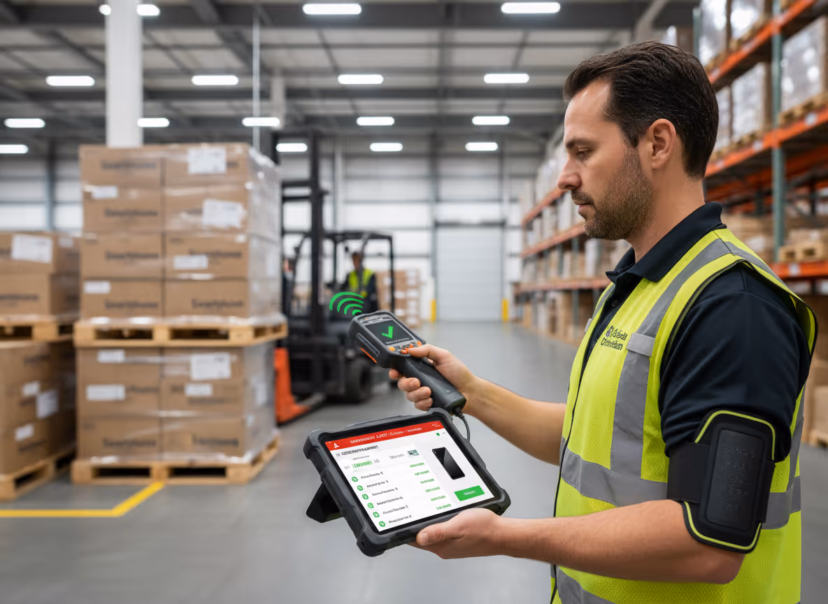 Rugged PDA
UHF RFID reader
Mobile computer
Inventory management
Warehouse logistics