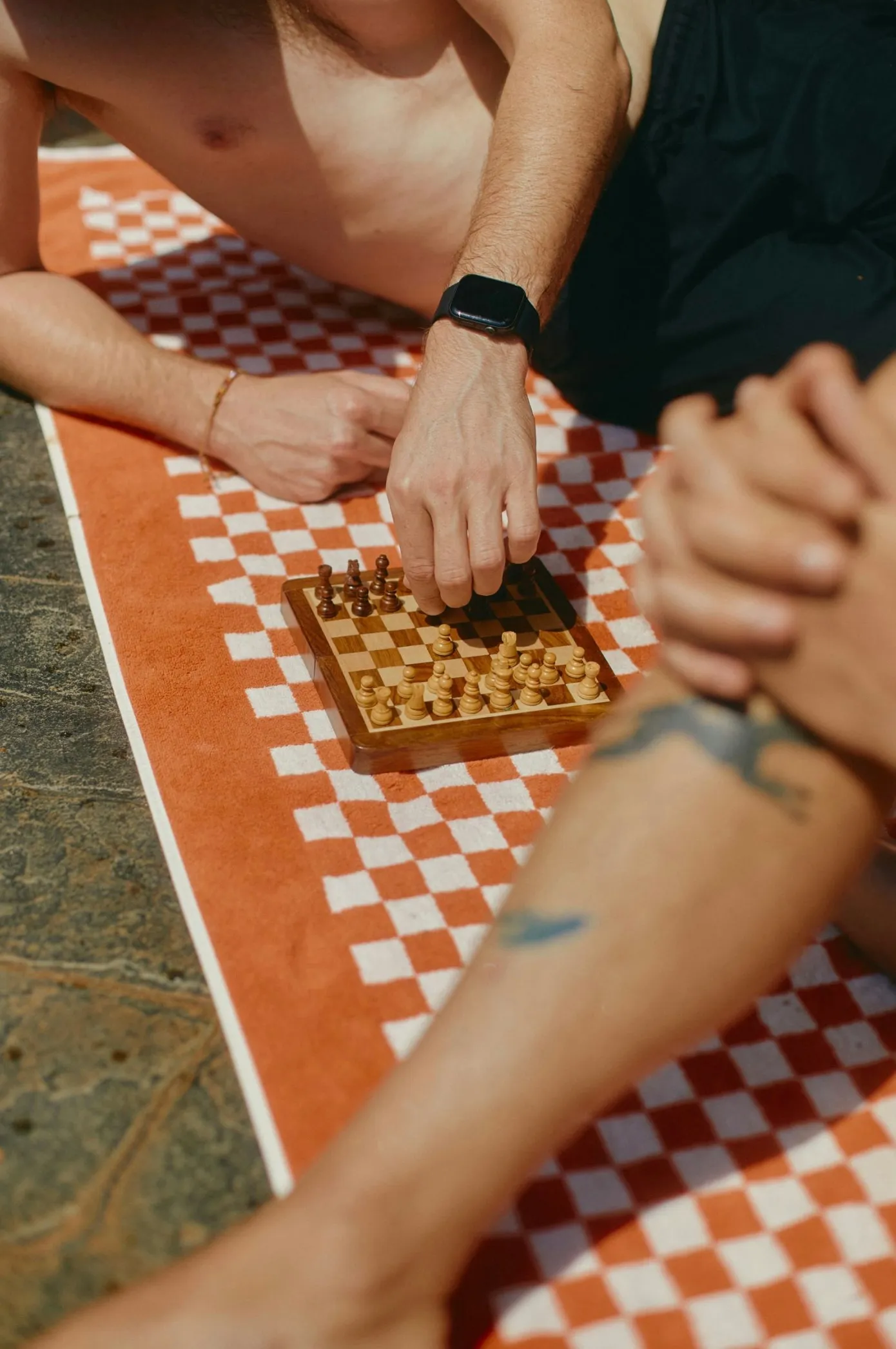 playing chess outdoors wellness break 