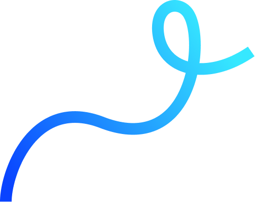 Blue gradient curved line forming a loop on a transparent background.