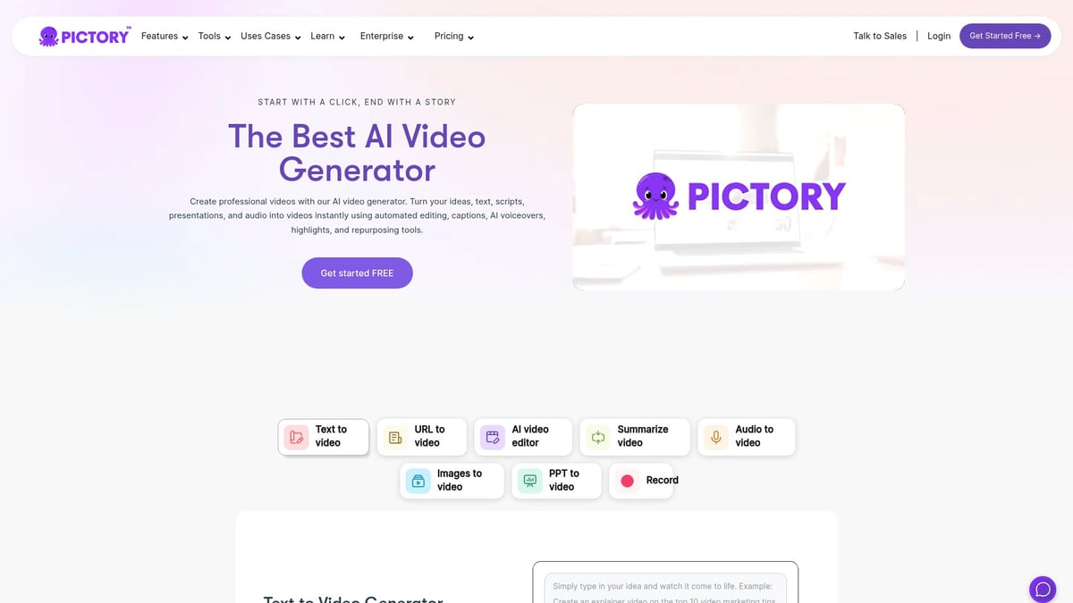 Top 8 Picks for the Best AI Video Generator 2026 - 7. Pictory