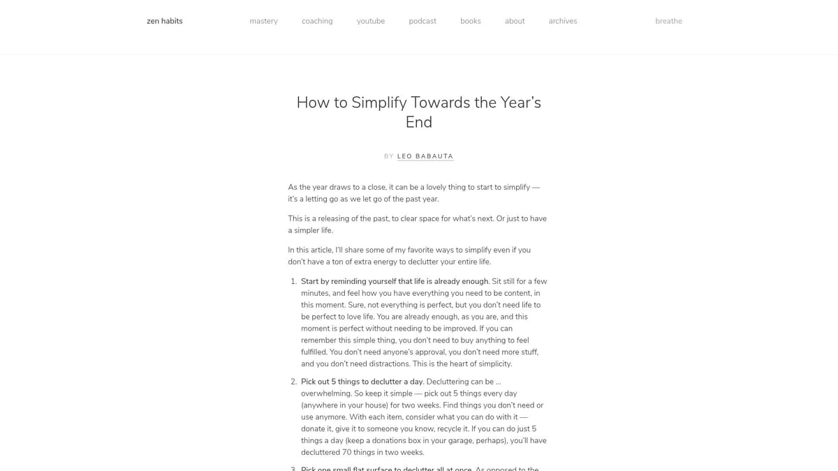 9 Inspiring Blogs on Productivity to Transform Your 2026 Routine - 4. Zen Habits