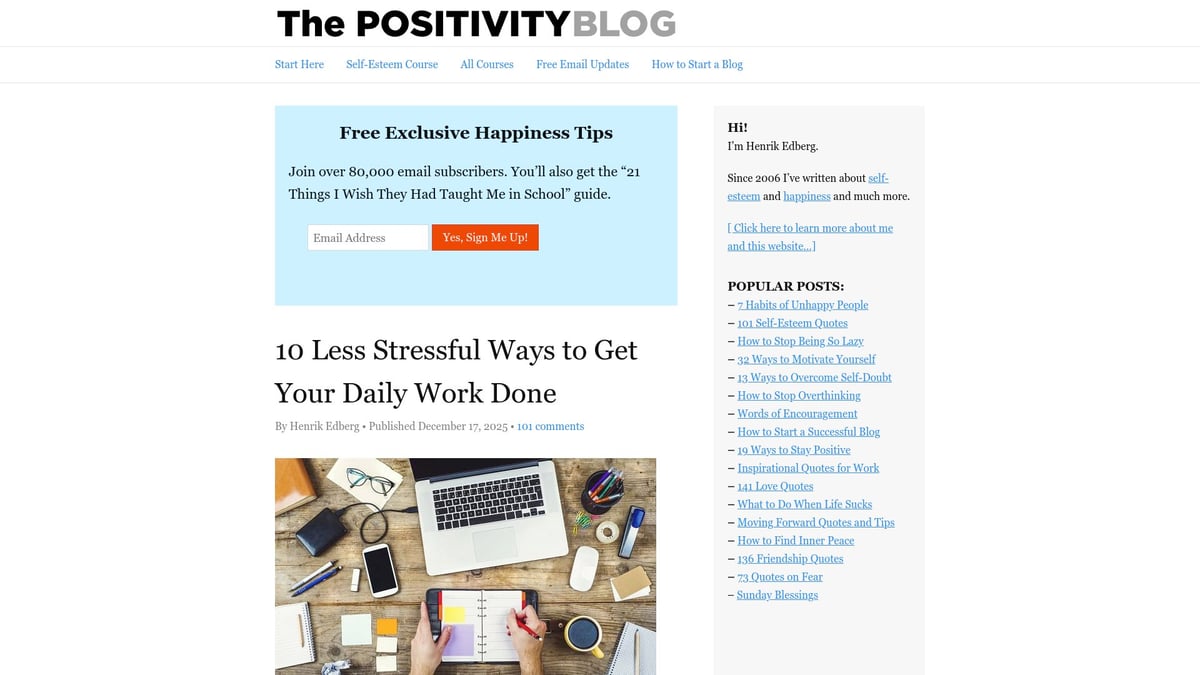 9 Inspiring Blogs on Productivity to Transform Your 2026 Routine - 9. The Positivity Blog