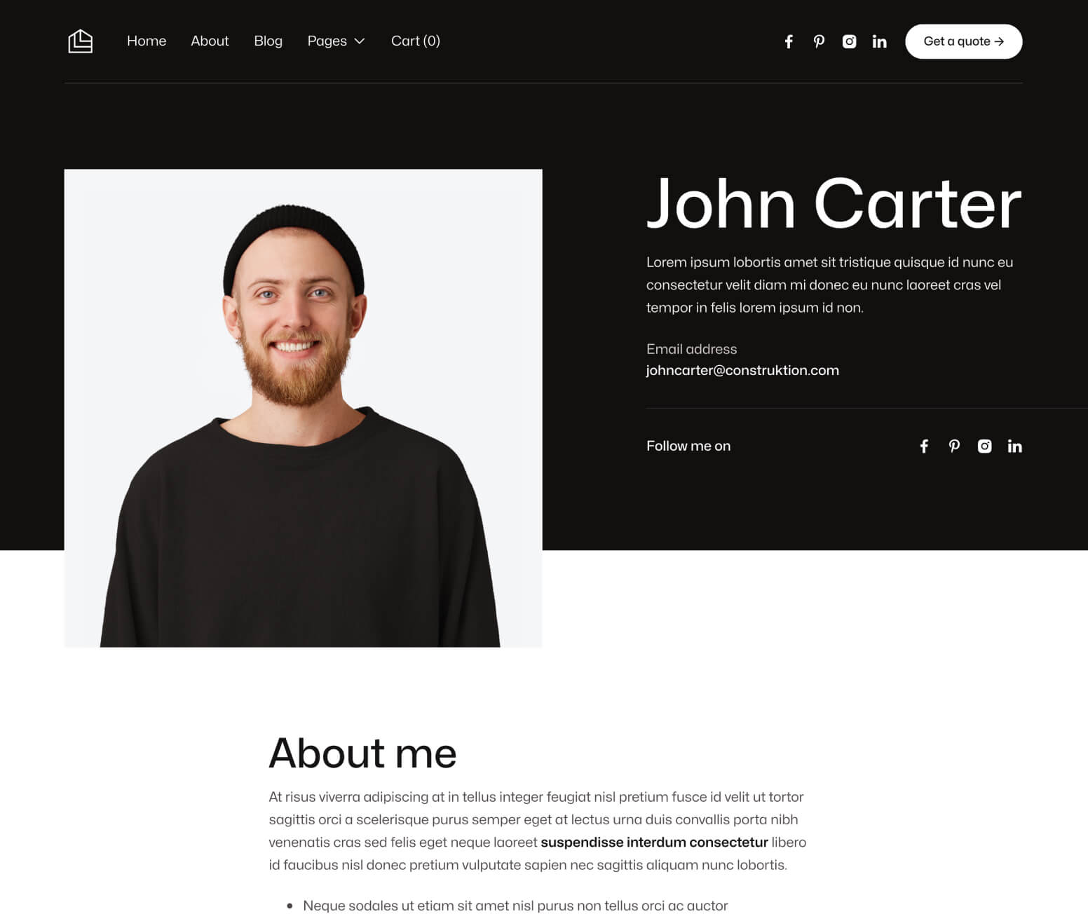 Construktion X - Team Member Page - Construction Webflow Template
