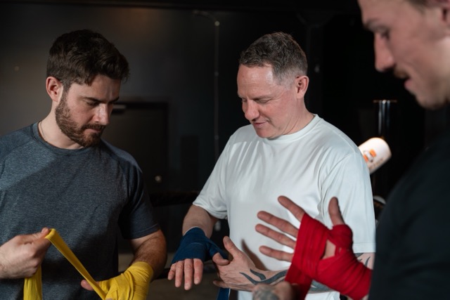 Detail of gloves and equipment at Monarc Boxing