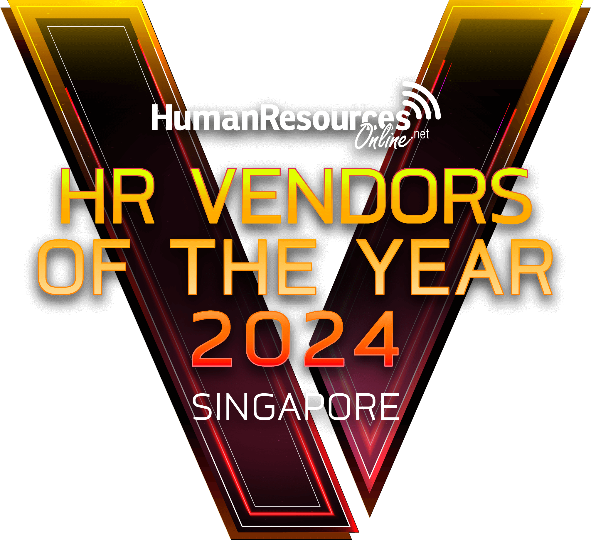 Logo for "HR Vendors of the Year 2024 Singapore" by Human Resources Online.