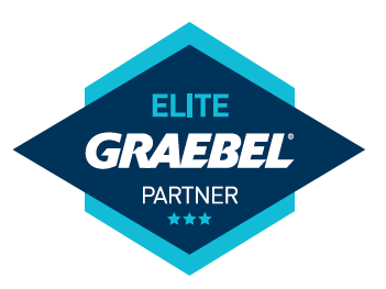 A diamond-shaped "Elite Graebel Partner" badge with a blue and teal color scheme.