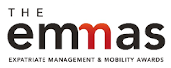 Logo for The EMMAs: Expatriate Management & Mobility Awards, featuring bold black and red text.
