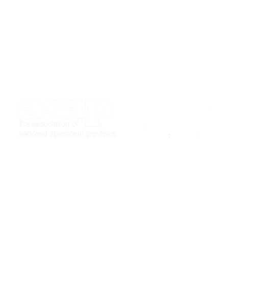 Logos of ASAP, CHPA, and GBTA, representing serviced apartments and business travel associations.