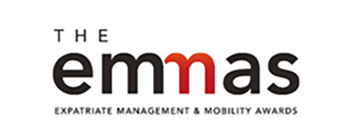 Logo of the Expatriate Management & Mobility Awards (EMMAs) with bold text and red accents.