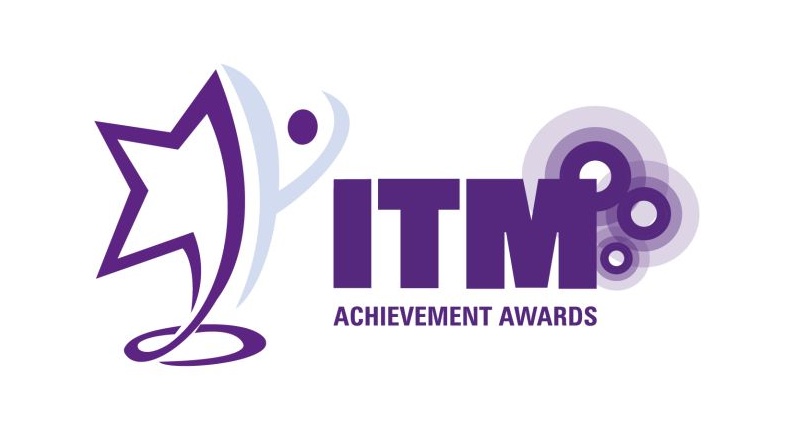 Logo for ITM Achievement Awards featuring a star, abstract figure, and purple circular accents.