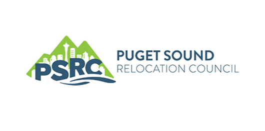 Logo of Puget Sound Relocation Council featuring mountains, cityscape, and water elements.
