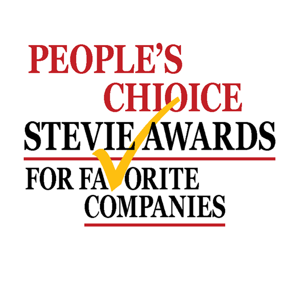 Logo for the People's Choice Stevie Awards for Favorite Companies with a yellow checkmark design.