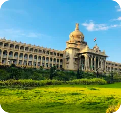 Vidhana Soudha, Bengaluru, a grand legislative building, symbolizes Karnataka's governance.