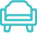 A pixelated turquoise icon resembling a simplified car or vehicle front view.