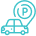 Car icon with a parking location pin, symbolizing parking or navigation services.