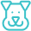 Turquoise dog icon with a simple, geometric design and minimal detailing.