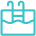 Turquoise icon of a swimming pool with stairs leading into the water.
