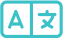Icon depicting language translation with "A" and a Chinese character separated by a vertical line.