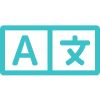 Icon depicting language translation with "A" and a Chinese character separated by a vertical line.