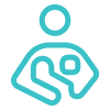Icon depicting a person holding a baby, symbolizing caregiving or parenthood.