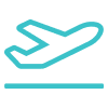 Airplane icon depicting takeoff, symbolizing travel or aviation-related activities.
