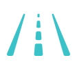 Icon of a road with dashed center lines, symbolizing transportation or travel pathways.