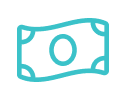 Icon of a teal banknote with a central oval, symbolizing money or financial transactions.