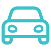 Outline of a car icon in teal, symbolizing transportation or automotive themes.