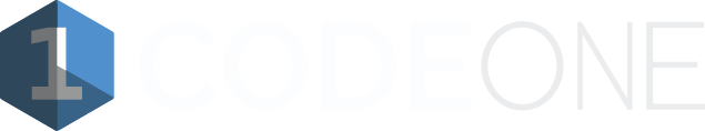Logo featuring a blue cube with "1" and the text "CODEONE" in a modern, minimalist design.