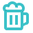 A turquoise beer mug icon with foam on top, symbolizing beverages or a bar setting.
