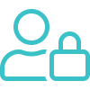 Icon of a person silhouette with a padlock, symbolizing user privacy or account security.