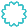 Turquoise outlined starburst shape with 16 points on a black background.