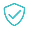 A teal shield icon with a checkmark symbolizing security or verification.