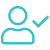 Icon of a person with a checkmark, symbolizing user verification or approval.