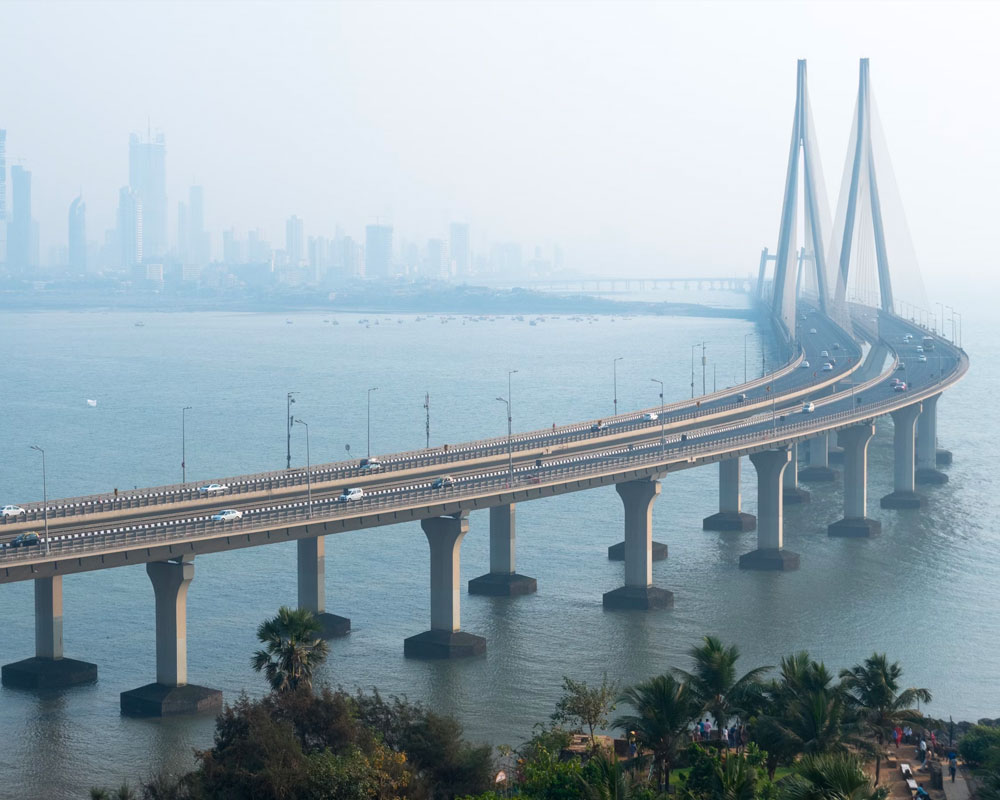 Bandra-Worli Sea Link spans across the Arabian Sea, connecting Mumbai's suburbs to its city center.