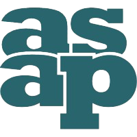 The image displays the word "ASAP" in bold, overlapping lowercase letters with a teal color.