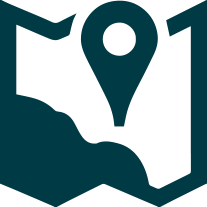 A map icon with a location pin symbolizing navigation or geographic positioning.