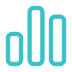 Three vertical bars of varying heights, resembling a minimalist bar chart or graph icon.
