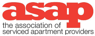 Logo of the Association of Serviced Apartment Providers (ASAP) with bold red text.