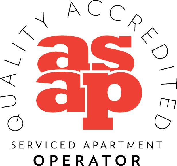 ASAP Quality Accredited logo for serviced apartment operators, featuring bold red text and circular design.