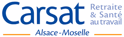 Logo de Carsat Alsace-Moselle avec le texte Retraite & Santé au travail.