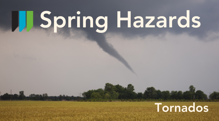 Wells insurance banner with text Spring Hazards - Tornados