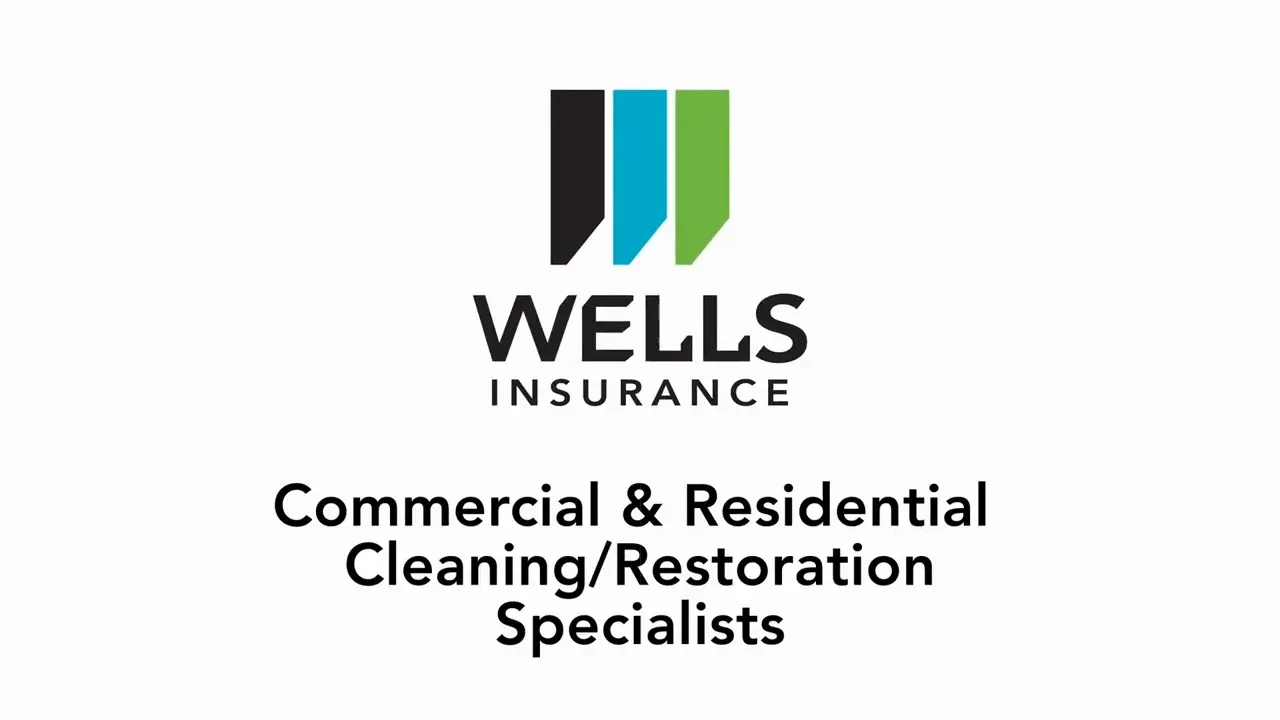 Wells insurance logo with commercial & residential cleaning/restoration specialists